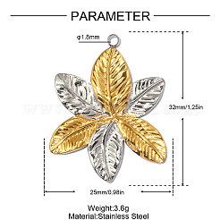 304 Stainless Steel Pendants&nbsp;STAS-OY013-55GP