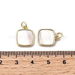 Natural White Shell Square Charms&nbsp;KK-K384-06G