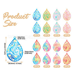 16Pcs 8 Colors Spray Painted 430 Stainless Steel Filigree Big Pendants&nbsp;STAS-TA0002-26