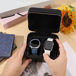 Imitation Leather Double Watch Storage Zipper Boxes&nbsp;CON-WH0089-227A