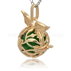 Golden Tone Brass Cage Pendants&nbsp;KK-J213-15G