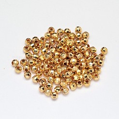 PVD Vacuum Plating Brass Round Faceted Spacer Beads&nbsp;KK-I598-26G-RS