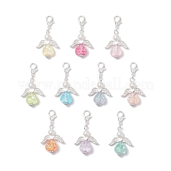 Transparent Resin Heart Angel Pendants Decorations&nbsp;HJEW-JM04141