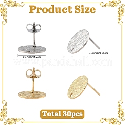 30Pcs 2 Colors 304 Stainless Steel Stud Earring Findings&nbsp;STAS-YW0011-33