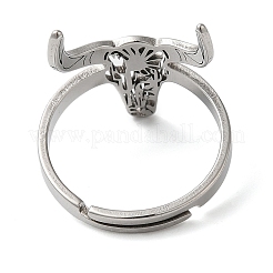 Non-Tarnish Cattle 201 Stainless Steel Adjustable Rings for Women&nbsp;RJEW-F163-02P