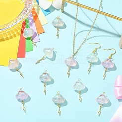 15Pcs 5 Colors Transparent Acrylic with Brass Pendants&nbsp;PALLOY-CJ00191