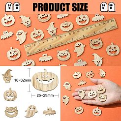 25Pcs Halloween Theme Wood Cabochons&nbsp;WOOD-CJC0005-56