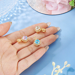 3Pcs 3 Colors Brass Micro Pave Cubic Zirconia Pendants&nbsp;KK-TA0008-25