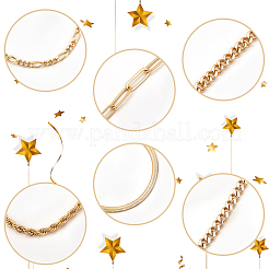 6Pcs 6 Style Brass Twist Rope & Figaro & Paperclip & Curb Chain Bracelets Set for Women&nbsp;BJEW-AN0001-10