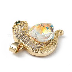 Real 18K Gold Plated Rack Plating Brass Micro Pave Clear Cubic Zirconia Pendants&nbsp;KK-C015-13G-13