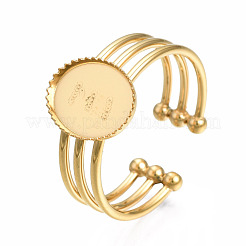 304 Stainless Steel Open Cuff Finger Ring Cabochon Settings&nbsp;STAS-T060-07G