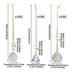 3Pcs 3 Styles Glass Suncatchers for Outdoor Garden Hanging Decoration&nbsp;HJEW-TADJ0001-01