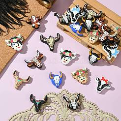 24Pcs 12 Styles Cattle Head Silicone Focal Beads&nbsp;SIL-CJ0002-14
