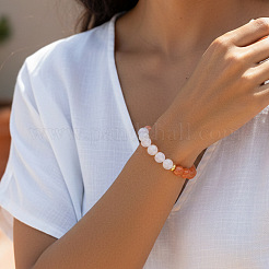 Natural White Jade Round & Topaz Jade Beaded Stretch Bracelets for Women Men&nbsp;BA4782