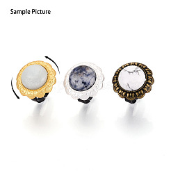 Adjustable Flower Alloy & Iron Bezel Cup Ring Base with Rotatable Tray&nbsp;MAK-T012-07G