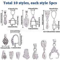 50Pcs 10 Styles Filigree Rack Plating Brass Pendant Pinch Bails&nbsp;KK-SC0005-57