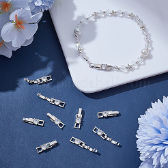 10Pcs Rack Plating Brass Micro Pave Clear Cubic Zirconia Fold Over Clasps&nbsp;KK-ME0002-37P