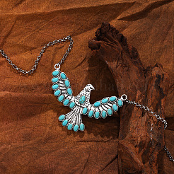 Eagle Alloy Synthetic Turquoise Pendant Necklaces for Women&nbsp;FS-WG1B8B9-01