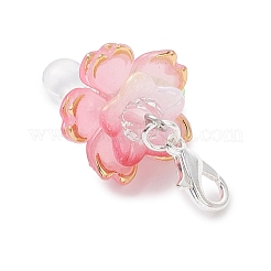 4Pcs 4 Colors Acrylic & Glass Flower Pendant Decorations&nbsp;HJEW-TA00382