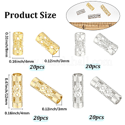 80Pcs 4 Styles Stainless Steel Hollow Tube Beads&nbsp;STAS-PA0001-09