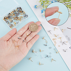 100Pcs 2 Colors 304 Stainless Steel Stud Earring Findings&nbsp;STAS-CN0001-11