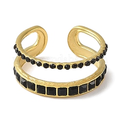 Ion Plating(IP) 304 Stainless Steel Open Cuff Ring for Women&nbsp;RJEW-F166-09G-01