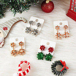4 Pairs 4 Colors Christmas Star Alloy Dangle Stud Earrings for Women&nbsp;EJEW-AN0002-26