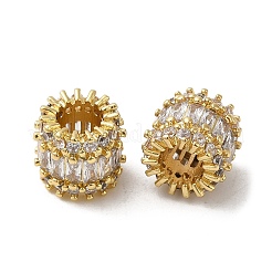 Rack Plating Brass Micro Pave Cubic Zirconia European Beads&nbsp;KK-K377-10G