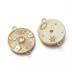 Brass Micro Pave Clear Cubic Zirconia Links Connectors&nbsp;ZIRC-C020-20G