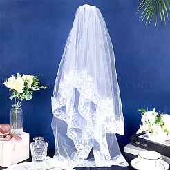 Polyester Long Mesh Tulle Bridal Veils with Combs&nbsp;OHAR-WH0029-09A