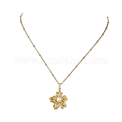 304 Stainless Steel & Natural Pearl Pendant Necklaces&nbsp;NJEW-JN06379