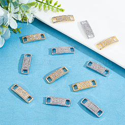 12Pcs 2 Colors Brass Micro Pave Clear Glass Connector Charms&nbsp;FIND-AR0002-40
