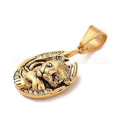 316L Stainless Steel Tibetan Style Rhinestone Pendants&nbsp;LS-STAS-D096-01A-AG