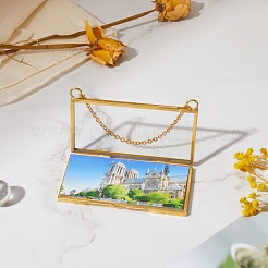 Brass Glass Hanging Photo Frame&nbsp;HJEW-SZ0001-01G