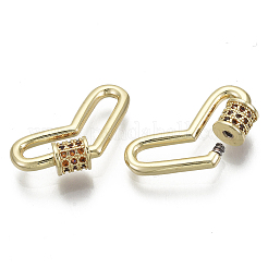 Brass Micro Pave Cubic Zirconia Screw Carabiner Lock Charms&nbsp;KK-R136-066B-NF