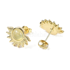Natural Prehnite Stud Earrings&nbsp;EJEW-K288-01G-04