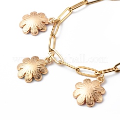 Alloy Enamel Flower Charm Bracelet with Paperclip Chains&nbsp;BJEW-JB08701