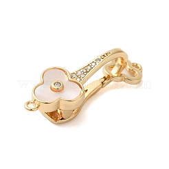 Brass Micro Pave Clear Cubic Zirconia Fold Over Clasps&nbsp;KK-S382-15G