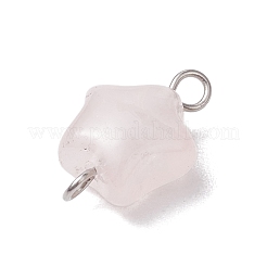 Natural Rose Quartz Connector Charms&nbsp;PALLOY-JF02734-02
