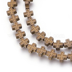 Electroplated Non-magnetic Synthetic Hematite Beads Strands&nbsp;G-P392-B06