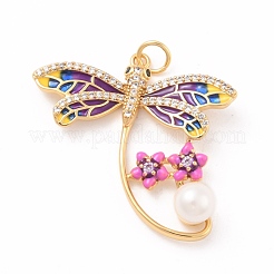 Eco-Friendly Brass Micro Pave Cubic Zirconia with Enamel Pendants&nbsp;KK-K268-29G
