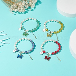 4Pcs 4 Style Round Natural Mixed Gemstone & Shell Pearl Beaded Stretch Bracelets Set&nbsp;BJEW-TA00191