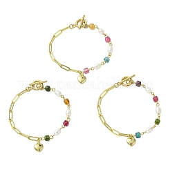 Heart Brass Charm Bracelets&nbsp;BJEW-JB13613