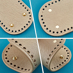 6Pcs 6 Style Flat Round PU Leather Knitting Crochet Bags Nail Bottom Shaper Pad&nbsp;DIY-PH0021-06C