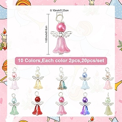 20Pcs 10 Colors Glass Pearl with Alloy Pendants&nbsp;PALLOY-YW00172