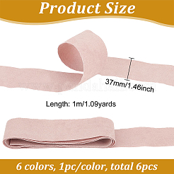 6Pcs 6 Colors Flat Faux Suede Fabric Ribbons&nbsp;OCOR-BC0006-14A