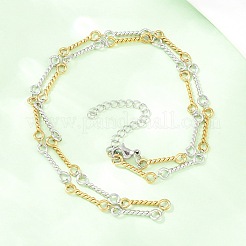 4MM Two Tone 304 Stainless Steel Twisted Bar Link Chain Necklaces for Women Men&nbsp;NJEW-Z115-06GP