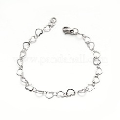 Tarnish Resistant 304 Stailess Steel Heart Link Bracelets&nbsp;BJEW-N280-04