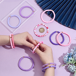 12Pcs 12 Color Polymer Clay Heishi Bead Stretch Bracelets Set with Plastic Beaded&nbsp;BJEW-PH01904