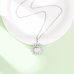304 Stainless Steel Sun Pendant Cable Chain Necklaces for Men Women&nbsp;NJEW-K308-04E-P